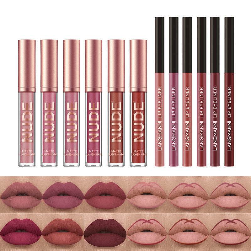 12 Pcs Matte Lipstick & Lip Liner Set - Waterproof Long Lasting Makeup - Buy Center