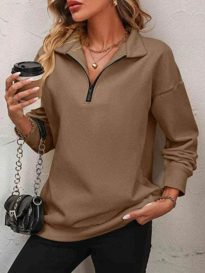 Buycenter Women's Fashion Pullover Sweatshirt - Long Sleeve Zipper Style - Buy Center