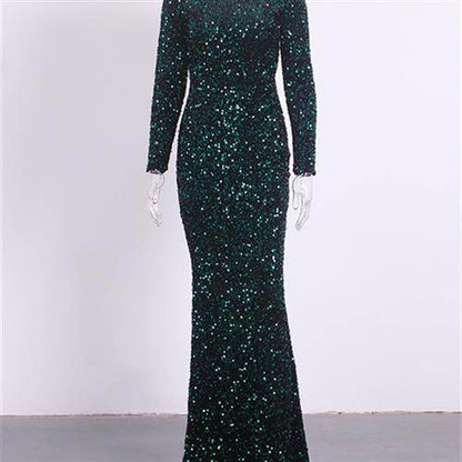 Buycenter Women’s Royal Blue Sequin Evening Gown for Prom & Parties - Buy Center