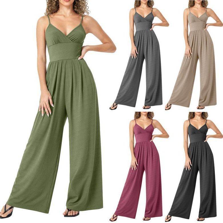 Casual Solid Color Straight Strap Jumpsuit - Stylish Japanese Romper 2025 - Buy Center