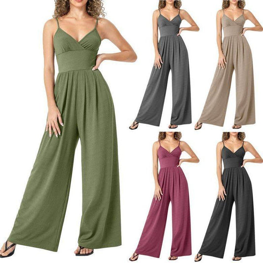 Casual Solid Color Straight Strap Jumpsuit - Stylish Japanese Romper 2025 - Buy Center