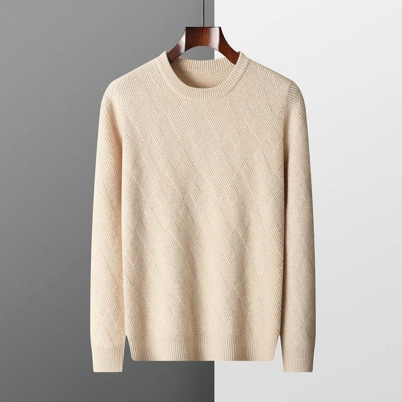 Men's Round Neck Pullover Sweater - Loose Fit Thick Wool for Comfort - Buy Center
