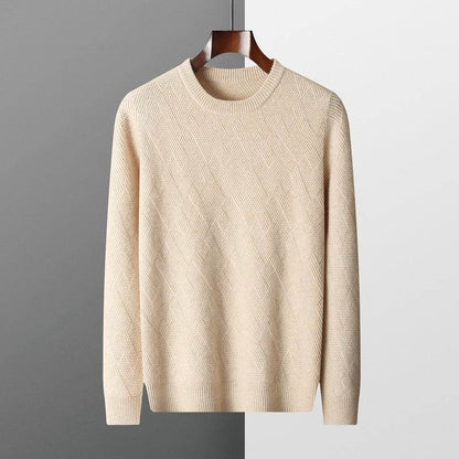 Men's Round Neck Pullover Sweater - Loose Fit Thick Wool for Comfort - Buy Center