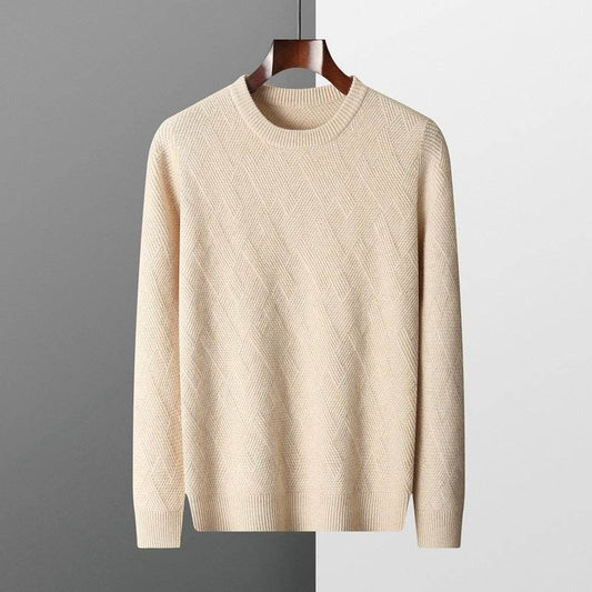 Men's Round Neck Pullover Sweater - Loose Fit Thick Wool for Comfort - Buy Center