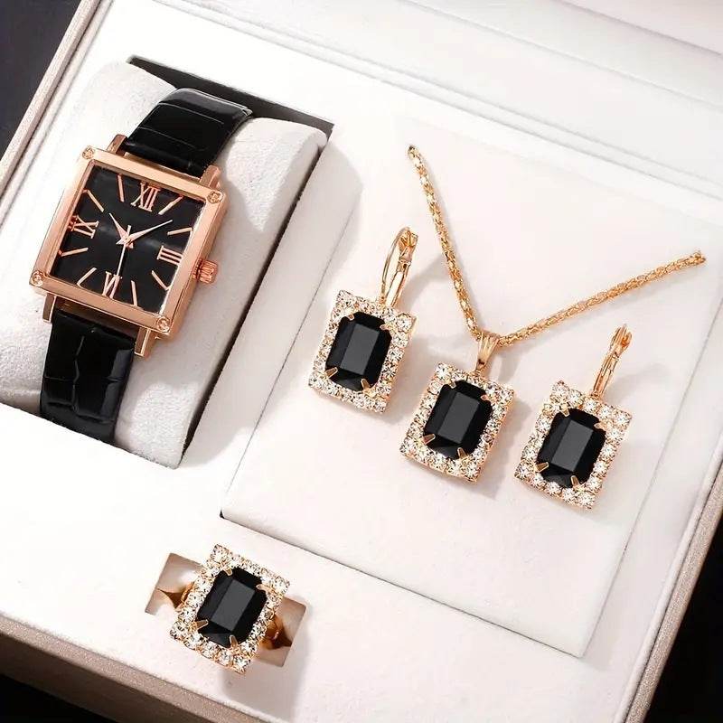 Women's Fashion Quartz Watch Set - Diamond Belt & Jewelry Accessories - Buy Center