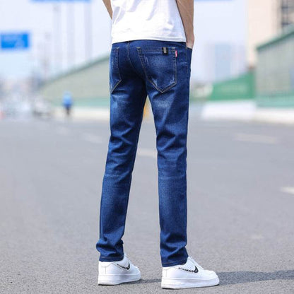 Men's Slim Straight Denim Trousers - Comfortable Stretch Fit for Spring/Summer - Buy Center