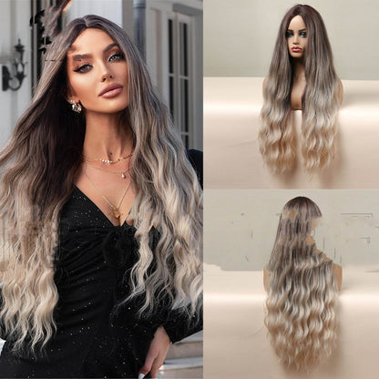 Medium Brown Gradient Blonde Long Curly Wig - Lightweight & Glamorous - Buy Center