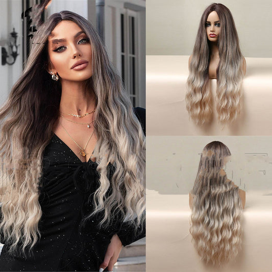 Medium Brown Gradient Blonde Long Curly Wig - Lightweight & Glamorous - Buy Center