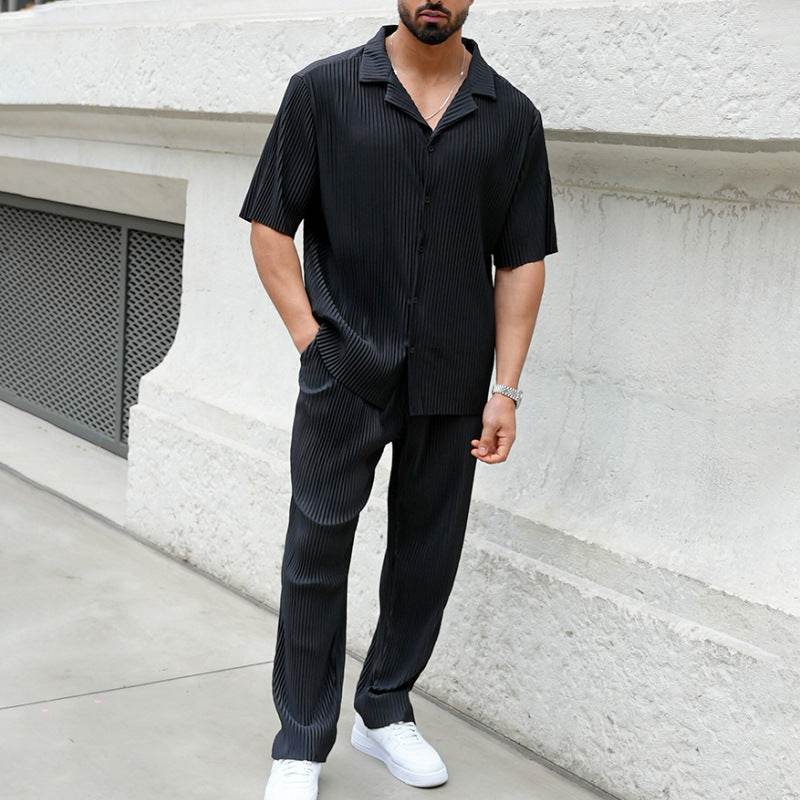 Fashionable Men's Sports Suit Set - Short Sleeve Top & Trousers 2025 - Buy Center