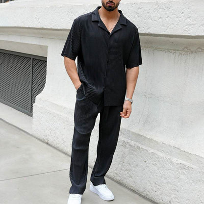 Fashionable Men's Sports Suit Set - Short Sleeve Top & Trousers 2025 - Buy Center