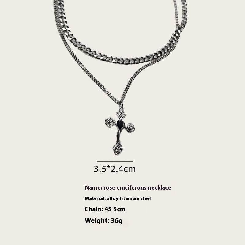 High Sense Flower Cross Necklace - Stylish Titanium Steel for 2025 Fashion - Buy Center