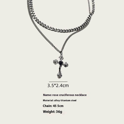 High Sense Flower Cross Necklace - Stylish Titanium Steel for 2025 Fashion - Buy Center