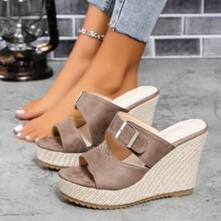 Buycenter Women's Plus Size Wedge Slippers - Thick Bottom, Casual Style - Buy Center