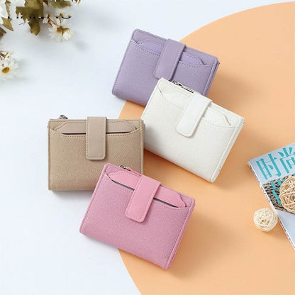 Women's Solid Color Leather Wallet - Stylish, Compact & Durable Accessory - Buy Center