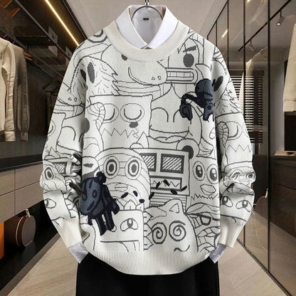 Thickened Round Neck Sweater for Teenagers - Trendy Winter Pullover - Buy Center