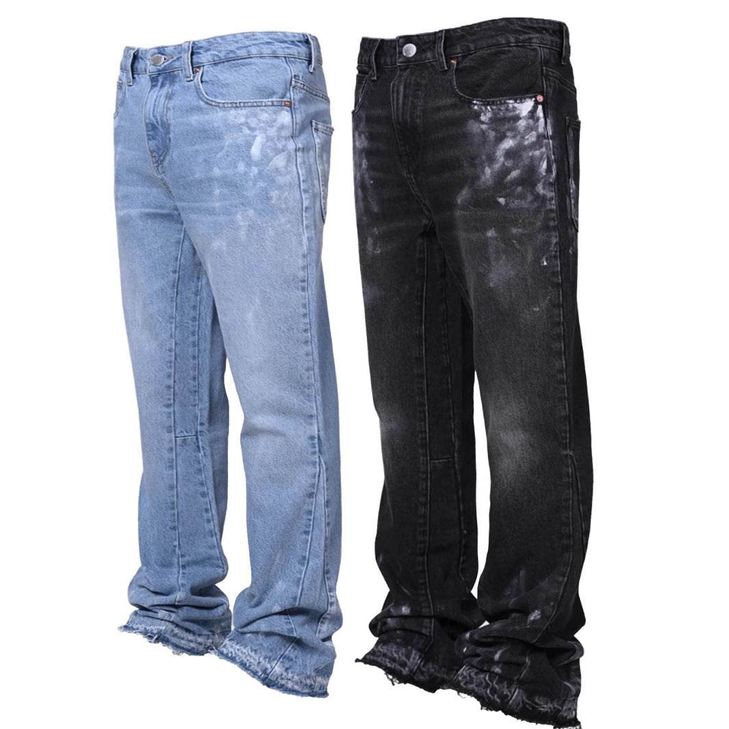 Men's Stretch Denim Straight-Leg Pants - Comfortable Mid Waist Trousers - Buy Center