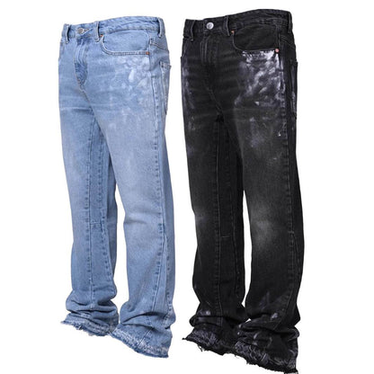 Men's Stretch Denim Straight-Leg Pants - Comfortable Mid Waist Trousers - Buy Center