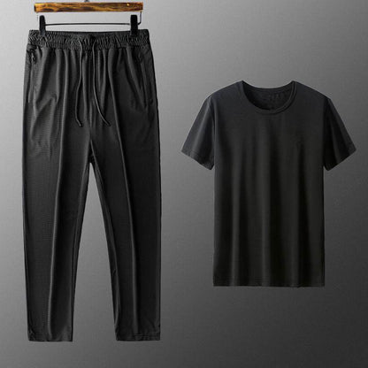 Ice Silk Short Sleeve Suit for Men - Stylish Leisurewear in Multiple Colors - Buy Center