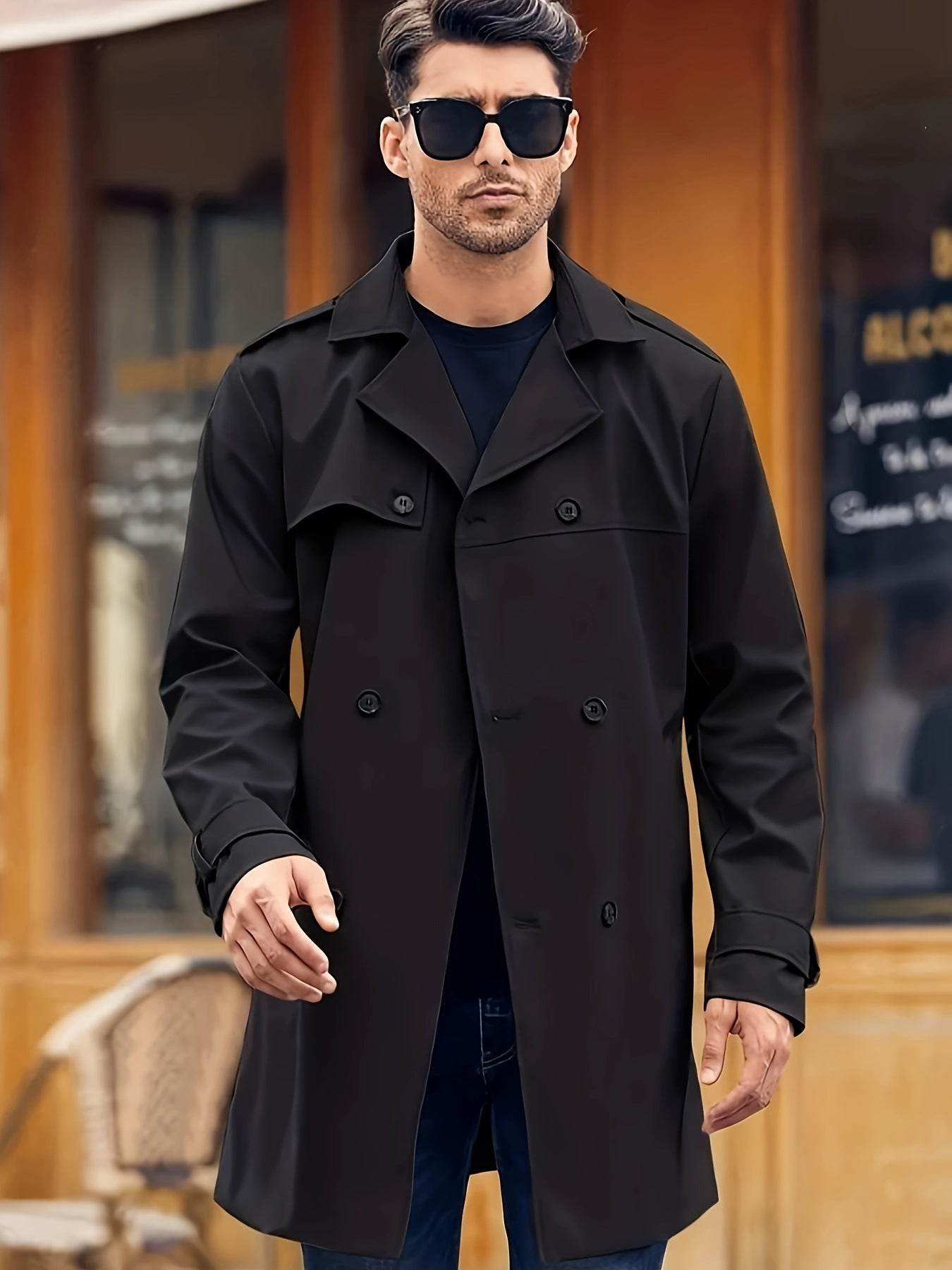 Men's Double-Breasted Long-Sleeved Coat - Stylish Parka in 4 Colors - Buy Center