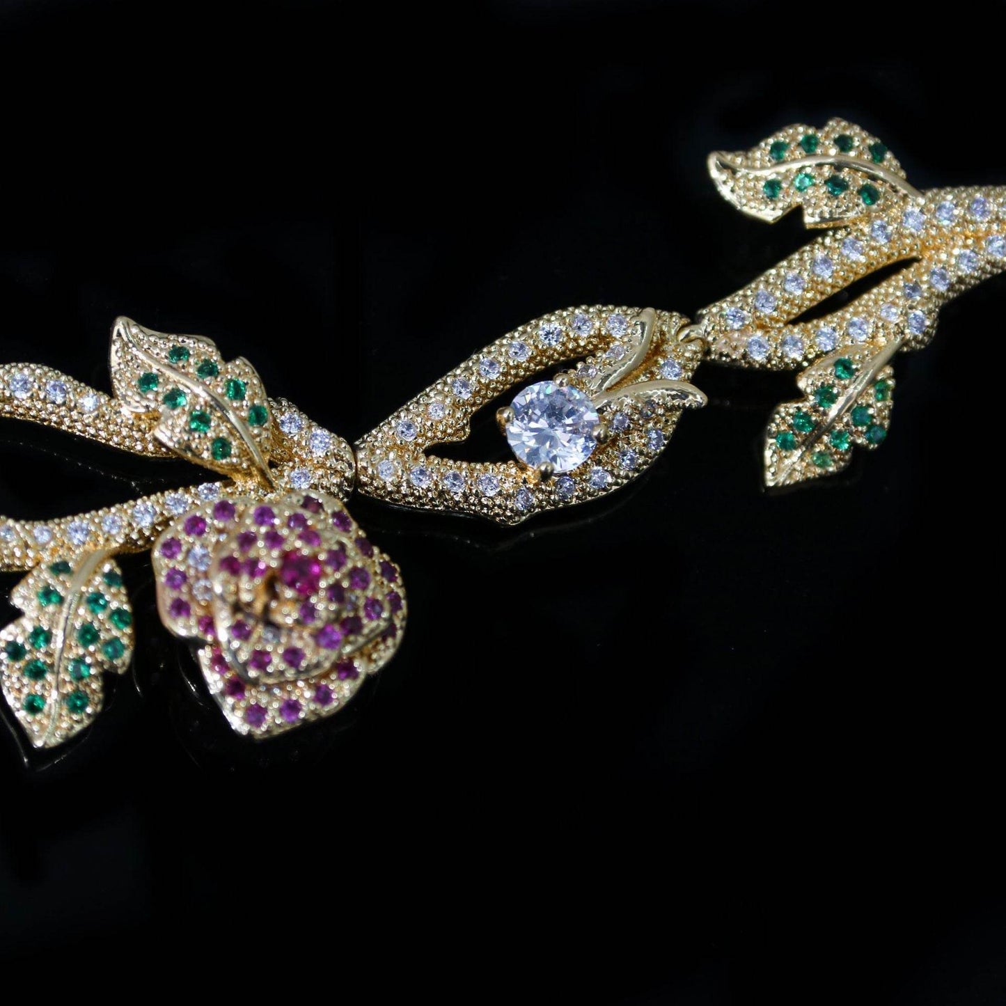 Buycenter Flower Bridal Necklace Earring Set - Elegant Fashion Jewelry - Buy Center