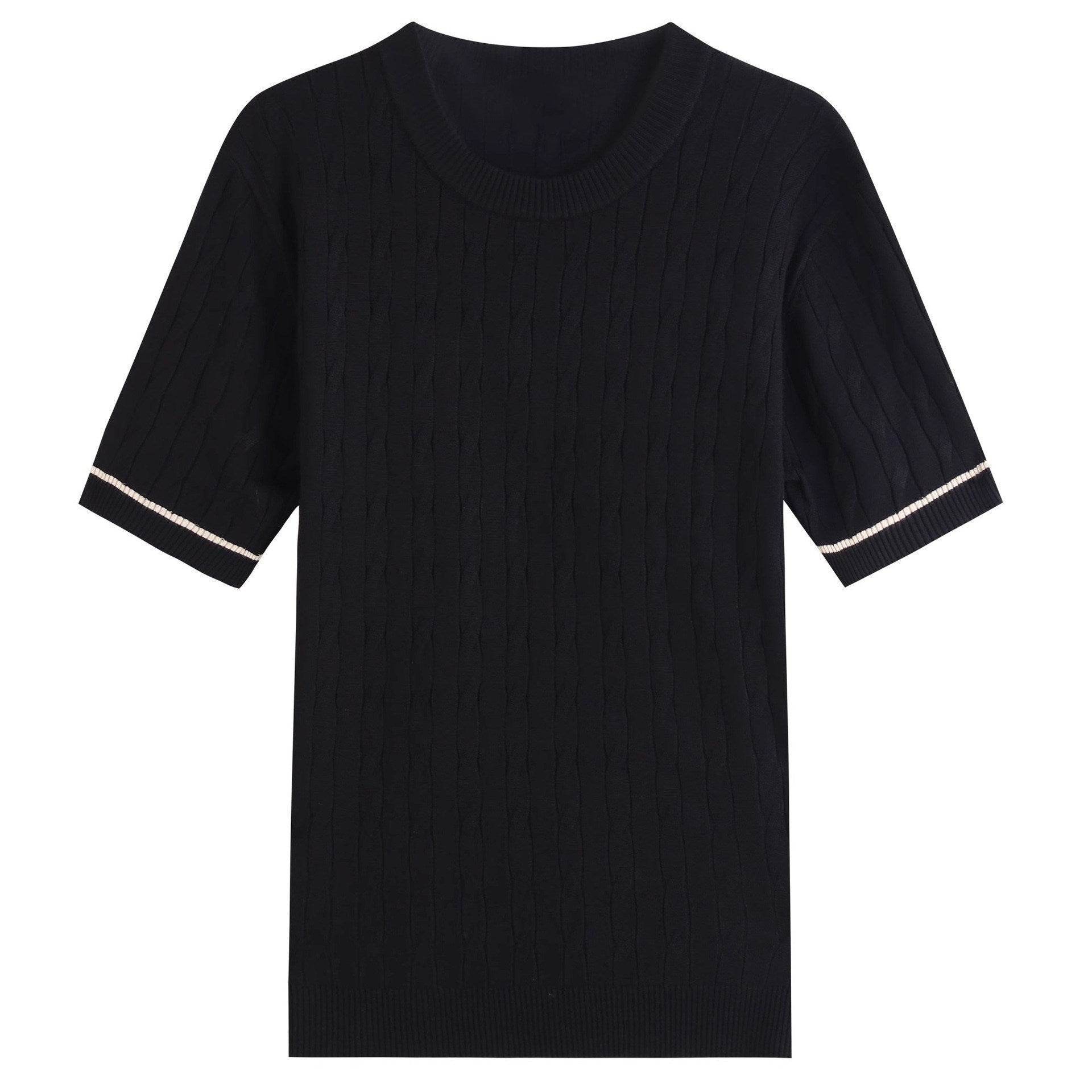 Men's Khaki/Black Striped Cotton T-Shirt - Stylish Round Neck Tee - Buy Center