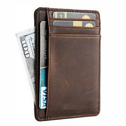 Men's Genuine Leather Anti-Theft Card Holder - Stylish & Secure Wallet - Buy Center