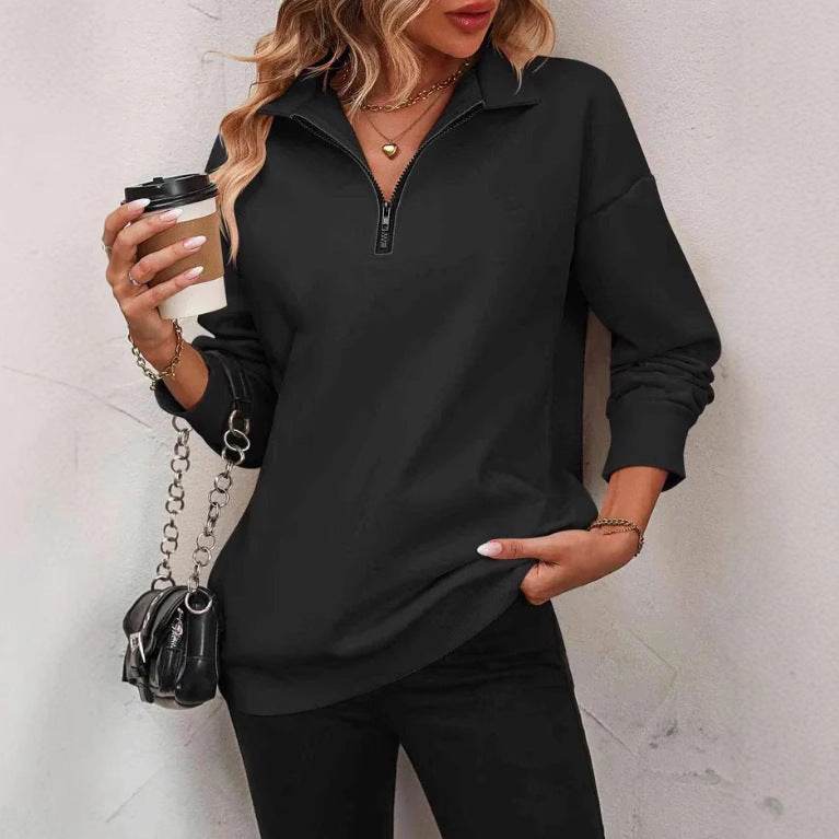 Buycenter Women's Fashion Pullover Sweatshirt - Long Sleeve Zipper Style - Buy Center