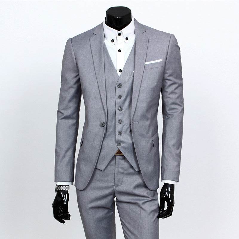 Buycenter Slim-Fit Three-Piece Suit Set - Korean Formal Wear for Winter - Buy Center