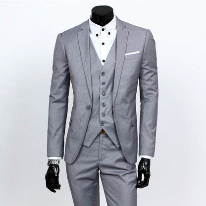 Buycenter Slim-Fit Three-Piece Suit Set - Korean Formal Wear for Winter - Buy Center
