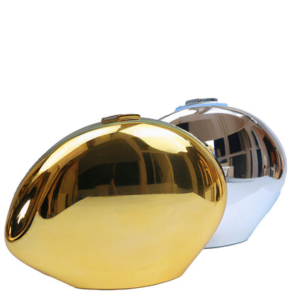 Buycenter Golden Acrylic Goose Egg Clutch - Metallic Shoulder Bag - Buy Center