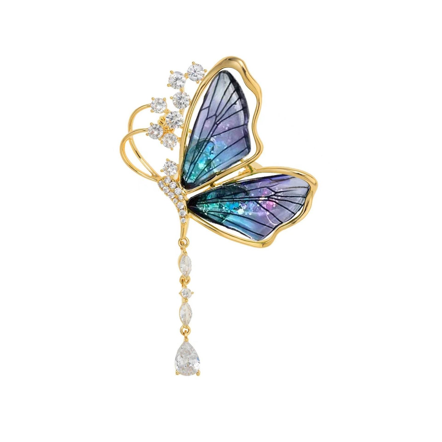 Buycenter Translucent Butterfly Tassel Brooch - Elegant Gift for Weddings - Buy Center
