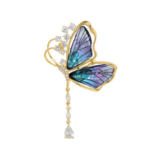 Buycenter Translucent Butterfly Tassel Brooch - Elegant Gift for Weddings - Buy Center