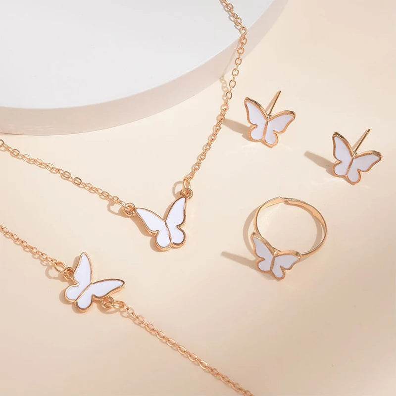 Buycenter 5PCS Butterfly Jewelry Set - Necklace, Earrings, Ring & Bracelet - Buy Center