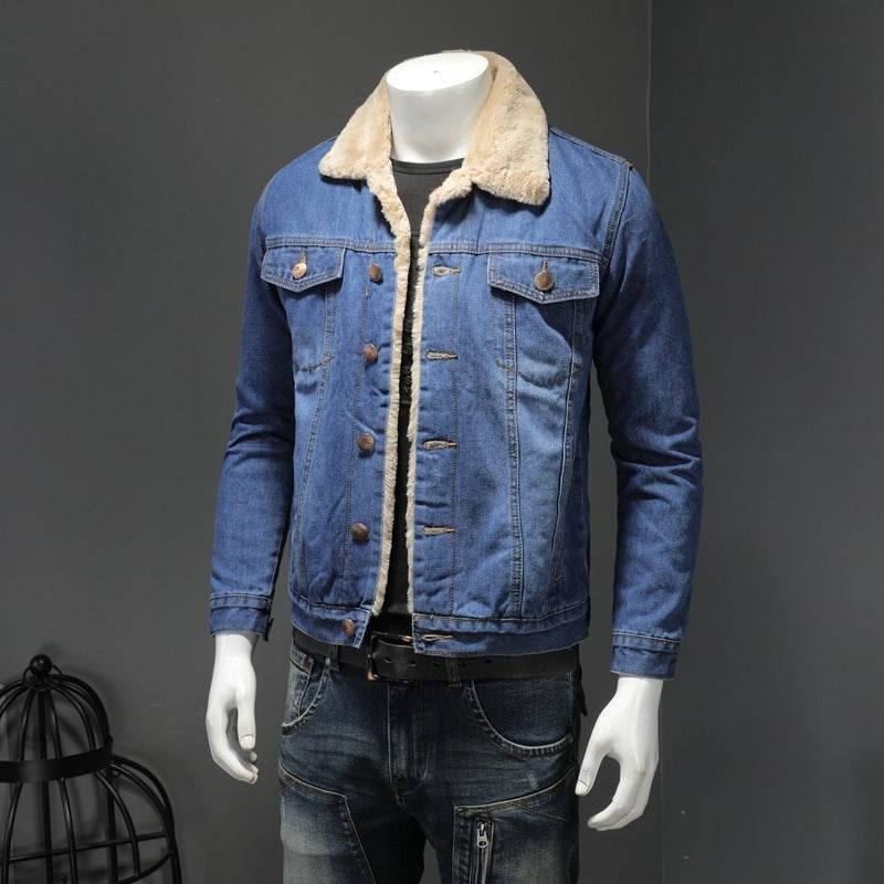 Men's Thickened Denim Jacket - Fleece-Lined for Warmth & Style - Buy Center