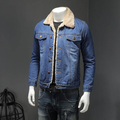 Men's Thickened Denim Jacket - Fleece-Lined for Warmth & Style - Buy Center