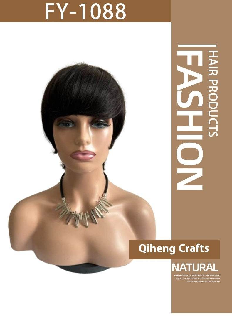 Short Straight Wig for Women - 100% Real Human Hair, Stylish Design - Buy Center