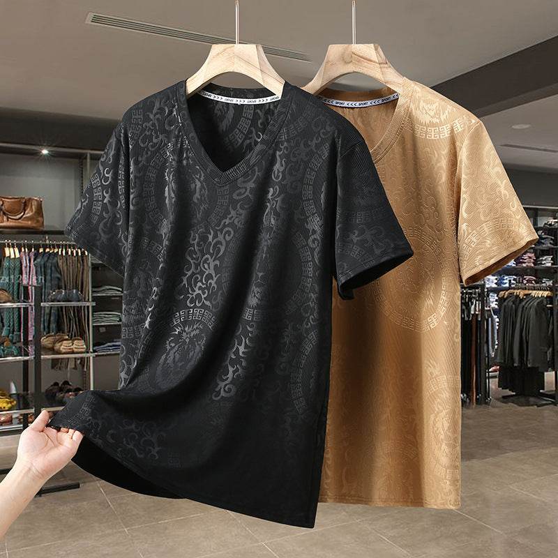 Plus Size Loose V-Neck T-Shirt for Men - Casual Wear in 5XL to 11XL - Buy Center