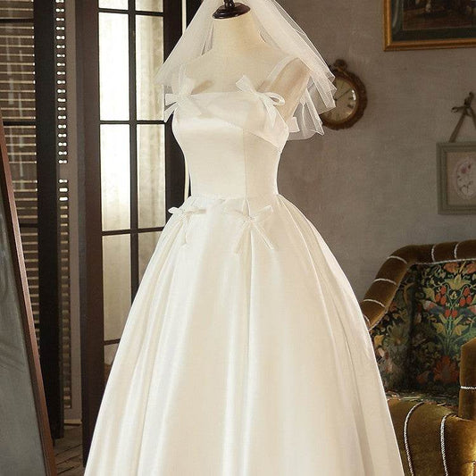 Buycenter White Satin Mori Dress - Elegant Sleeveless Evening Wear - Buy Center