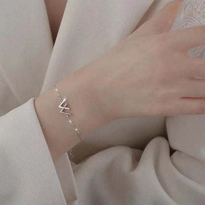 Sterling Silver 'W' Letter Bracelet - Elegant & Minimalistic Charm for Women - Buy Center