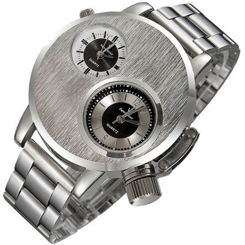 Buycenter Large Double-Movement Quartz Watch for Men - Stainless Steel - Buy Center