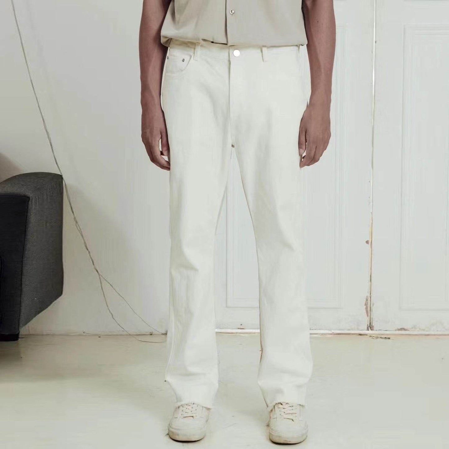 Buycenter Color Contrast Fashion Jeans - Tassel Slight Flared Pants - Buy Center