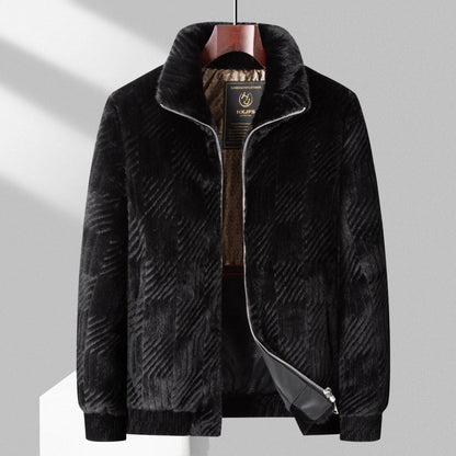Haining Fur Men's Luxury Winter Blazer - Stylish Stand Collar & Zipper - Buy Center