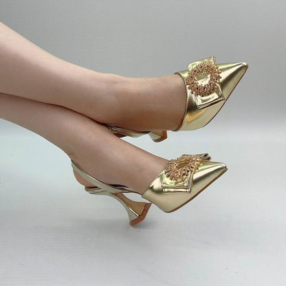 Elegant Pointed Toe High Heel Sandals - Rhinestone Stiletto Pumps - Buy Center