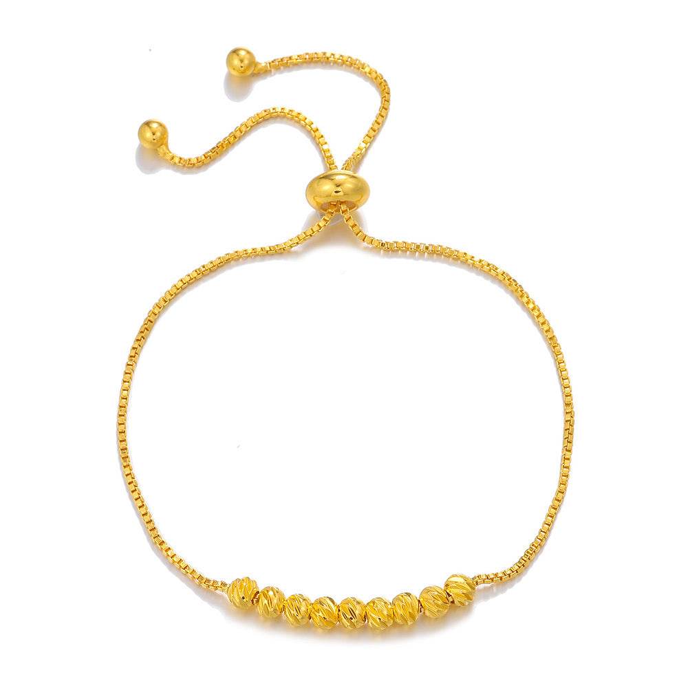 Buy Center Gold Pulling Rope Bracelet - Elegant Flower Bead Design - Buy Center