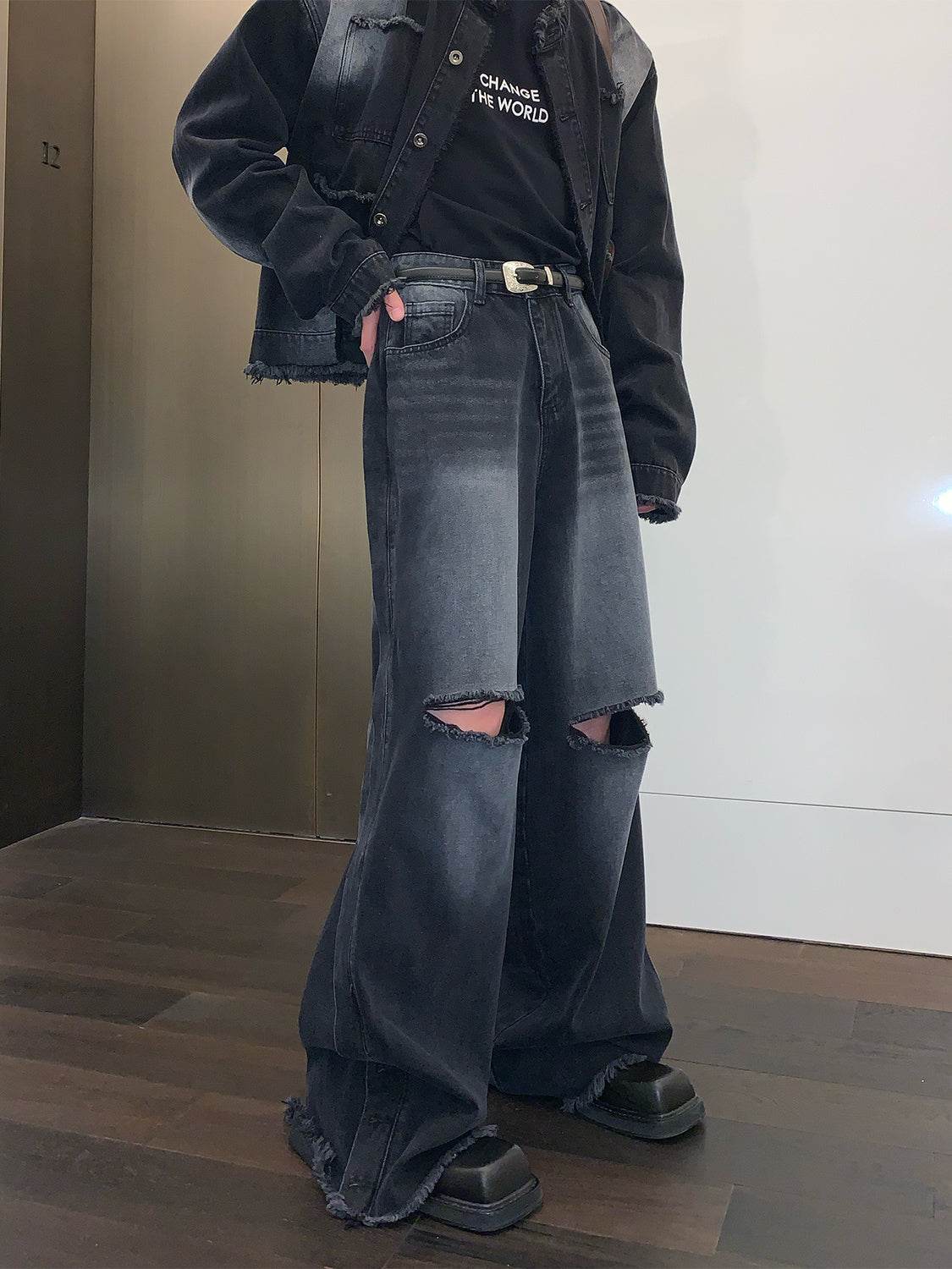 Buycenter Loose Straight Casual Trousers - Wide Leg, Blue & Black Options - Buy Center