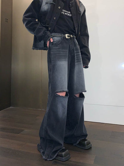 Buycenter Loose Straight Casual Trousers - Wide Leg, Blue & Black Options - Buy Center