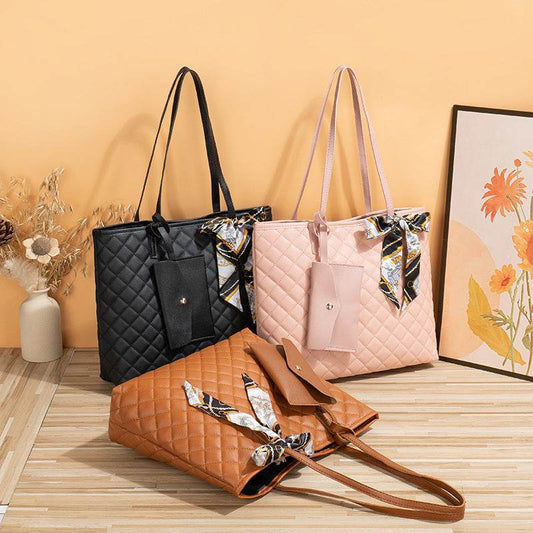 Buycenter Large Capacity Tote Bag - Women's Diamond Plaid Design - Buy Center