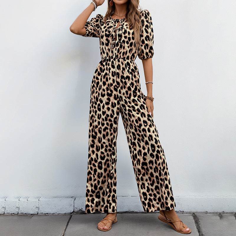 Buycenter Leopard Print Jumpsuit - High Waist, Elegant Style Romper - Buy Center