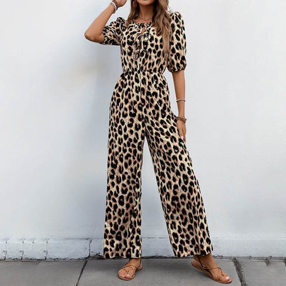 Buycenter Leopard Print Jumpsuit - High Waist, Elegant Style Romper - Buy Center
