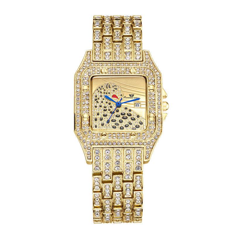Buy Center Square Leopard Diamond Women's Watch - Waterproof Quartz Style - Buy Center